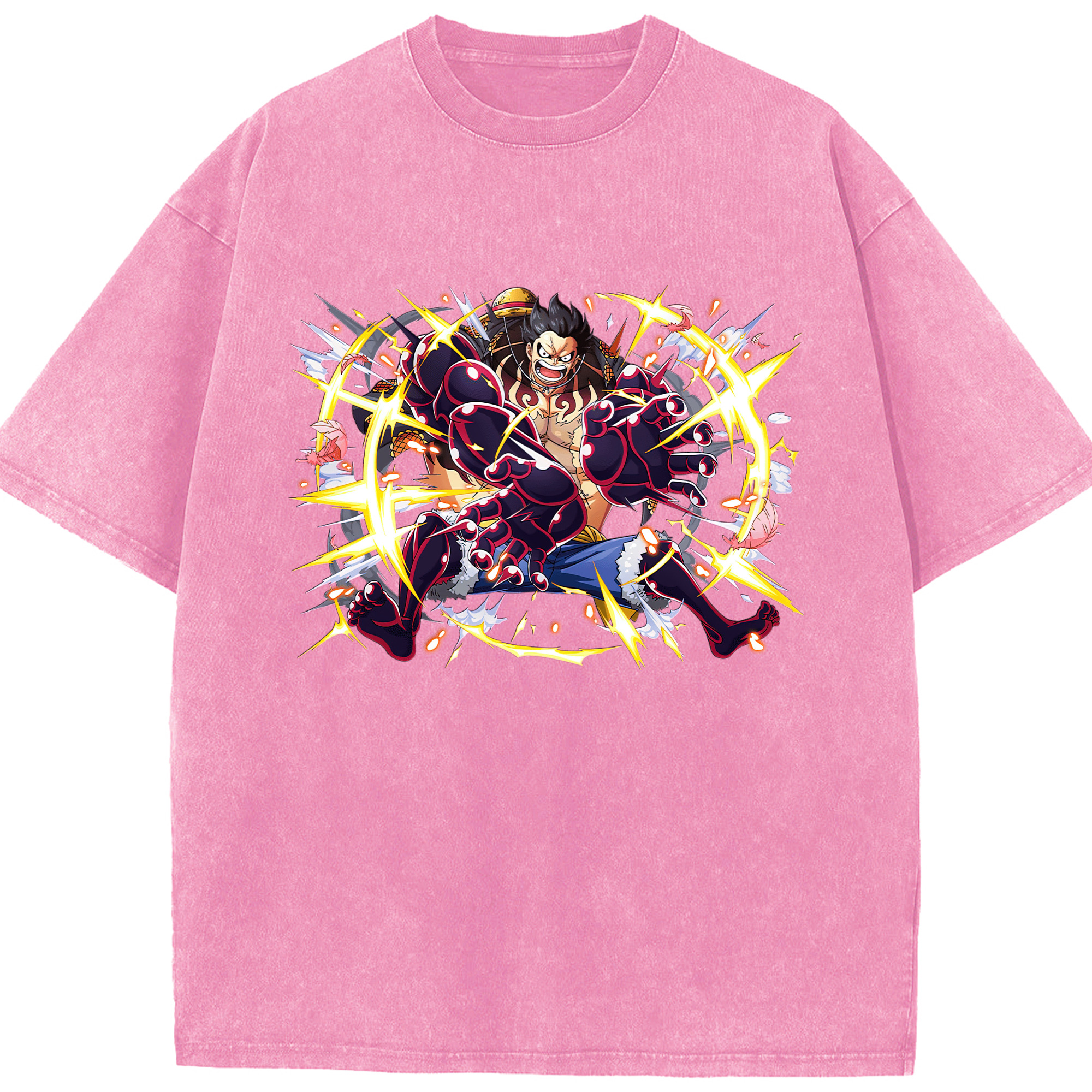 ワンピース モンキー・D・ルフィ ONE PIECE Monkey D. Luffy 綿100% ヴィンテージ風 半袖Tシャツ（フロントプリント）